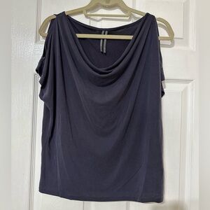 Anthropologie Cowl Neck Blue Short Sleeve Top Size XS